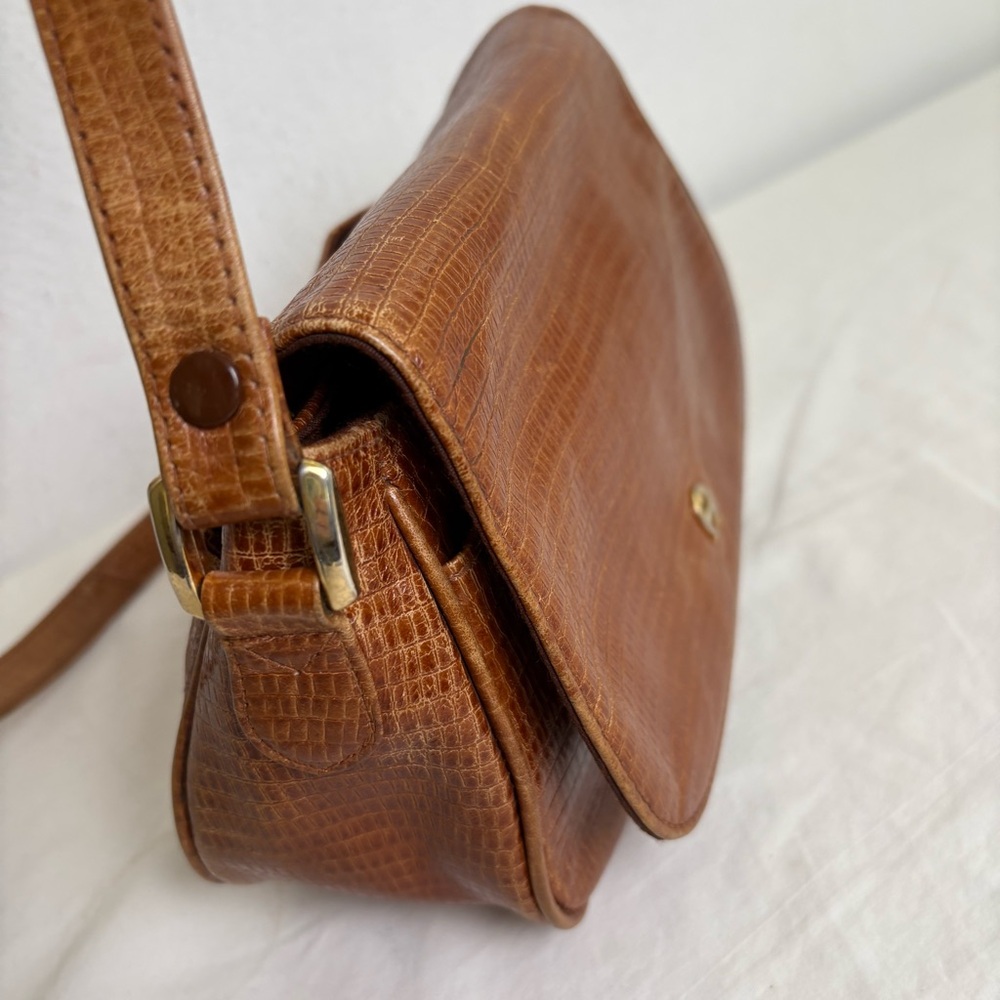 ETIENNE AIGNER vintage croc embossed cognac leather crossbody bag - Picture 6 of 16